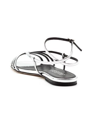Silver metallic leather flat sandals JULIE DEE | ME601ARGENTO
